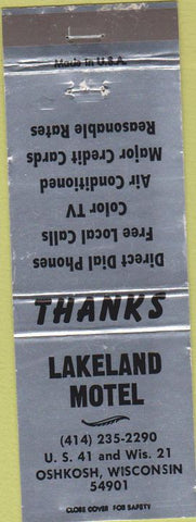 Matchbook Cover - Lakeland Motel Oshkosh WI