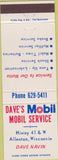 Matchbook Cover - Dave's Mobil oil gas Allenton WI