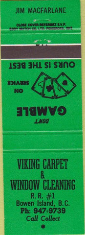Matchbook Cover - Viking Carpet Winow Cleaning Bowen Island BC
