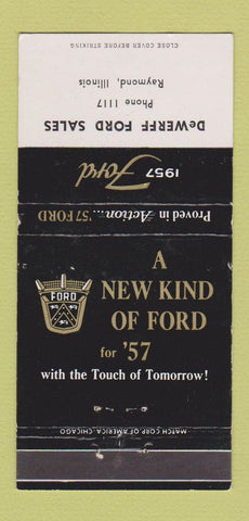 Matchbook Cover - 1957 Ford DeWerff Raymond IL low phone # 30 Strike