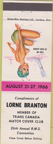 Matchbook Cover - Branton Trans Canada match collector RMS pinup