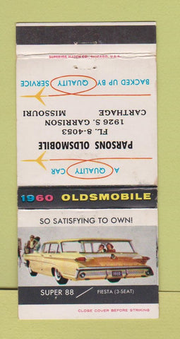 Matchbook Cover - 1960 Oldsmobile Parsons Carthage MO WEAR 30 Strike