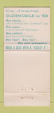 Matchbook Cover - 1955 Oldsmobile Tom Brown Chevrolet LeSueur MN 30 Strike