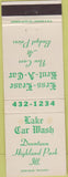 Matchbook Cover - Lake Car Washin Highland Park IL STAIN