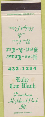 Matchbook Cover - Lake Car Washin Highland Park IL STAIN