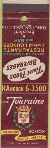 Matchbook Cover - Hotel Touraine Boston MA