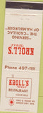 Matchbook Cover - Kroll's West hamburgers Green Bay WI