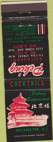Matchbook Cover - Peking Restaurant Chinese Washington DC