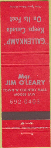 Matchbook Cover - Gallenkamp Moose Jaw Canada
