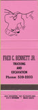 Matchbook Cover - Fred Bennett Trucking Excavation beaver Canada