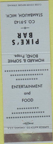 Matchbook Cover - Pike's Bar Stambaurgh MI