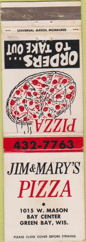Matchbook Cover - Jim's Pizza Green Bay WI WEAR