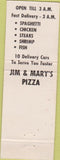 Matchbook Cover - Jim's Pizza Green Bay WI WEAR