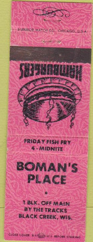 Matchbook Cover - Boman's Place Black Creek WI