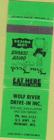 Matchbook Cover - Wolf River Drive In Fremont WI