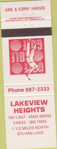 Matchbook Cover - Lakeview Heights Golf