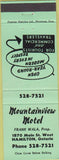 Matchbook Cover - Mountainview Motel Hamilton ON