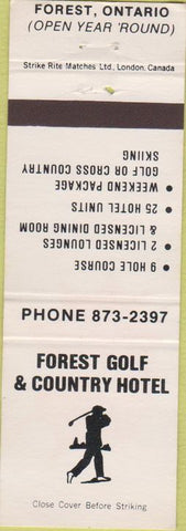 Matchbook Cover - Forest Golf Country Hotel Forest ON