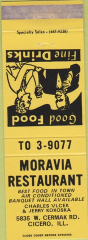 Matchbook Cover - Moravia Restaurant Cicero IL