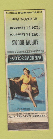 Matchbook Cover - Arrow Rooms Canada pinup WORN