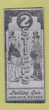 Matchbook Cover - 2 Stiffs gas Lovelock NV WEAR BOBTAIL