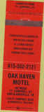Matchbook Cover - Oak Haven Motel Clarksville TN