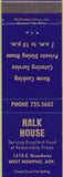 Matchbook Cover - Halk House West Memphis AR