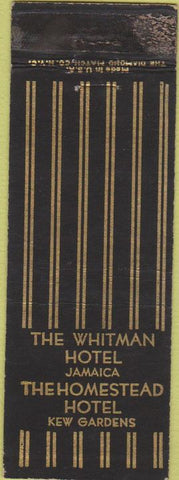 Matchbook Cover - Whiman Hotel Jamaica Kew Gardens WEAR