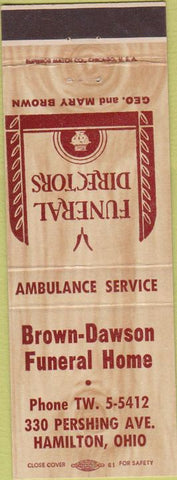 Matchbook Cover - Brown Dawson Funeral Home Hamilton OH