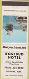 Matchbook Cover - Rosebud Hotel Didsbury Alberta
