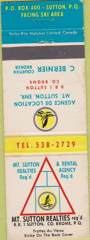 Matchbook Cover - MT Hutton Realty Brome PQ Sutton