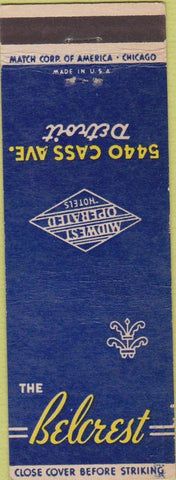 Matchbook Cover - The Belcrest Hotel Detroit MI