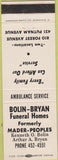 Matchbook Cover - Bolin Bryan Funeral Home