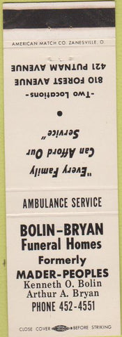 Matchbook Cover - Bolin Bryan Funeral Home