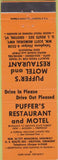 Matchbook Cover - Puffer's Motel Restaurant Groton VT