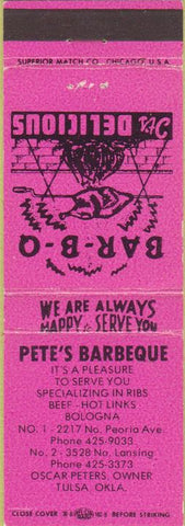 Matchbook Cover - Pete's BBQ Tulsa OK