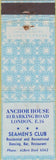 Matchbook Cover - Anchor House London England