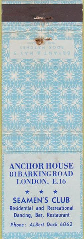 Matchbook Cover - Anchor House London England