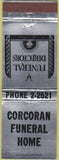 Matchbook Cover - Corcoran Funeral Home ambulance