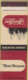 Matchbook Cover - Hotel Vermont Burlington VT