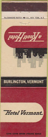 Matchbook Cover - Hotel Vermont Burlington VT