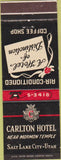 Matchbook Cover - Carlton Hotel Salt Lake City UT
