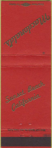 Matchbook Cover - Macdonald's Sunset Beach CA Motel