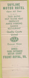 Matchbook Cover - Skyline Motor Hotel Front Royal VA