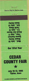 Matchbook Cover - Cedar County Fair Tipton IA 1985 car races