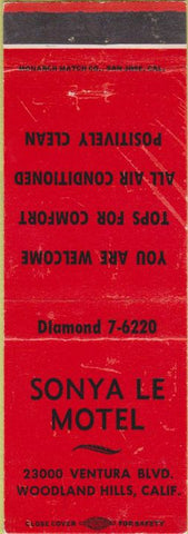Matchbook Cover - Sonya Le Motel Woodland Hills CA