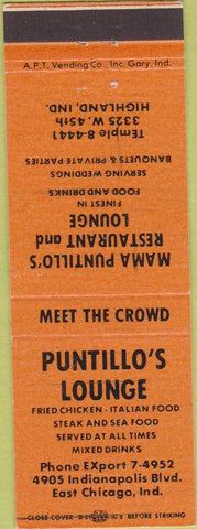 Matchbook Cover - Puntillo's Lounge East Chicago IN Highland