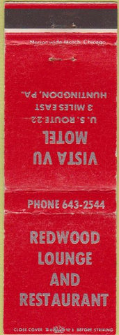 Matchbook Cover - Vista Vu Motel Huntingdon PA