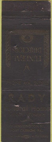 Matchbook Cover - Rady Funearl Home Port Carbon PA WEAR