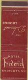 Matchbook Cover - Hotel Frederick Endicott NY